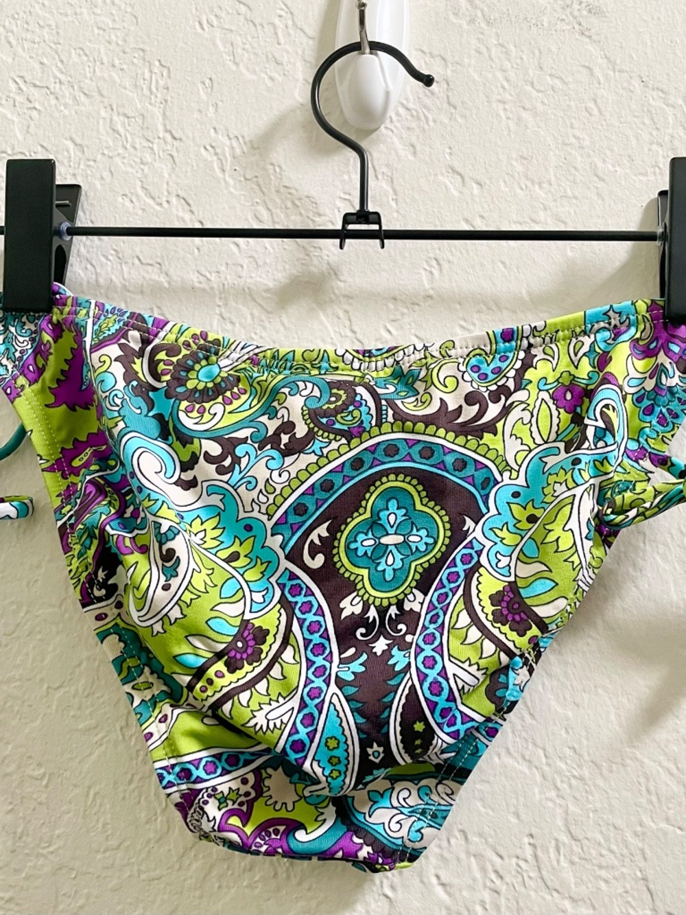 Pualani Hawaii Bikini Bottoms - Paisley Blue Green Tie Side - Size Medium - Picture 2 of 8